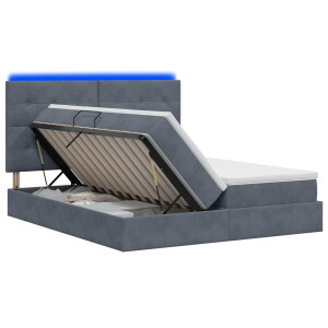 vidaXL LED Opslagbed met Matras Donkergrijs 180 x 200 cm Fluweel