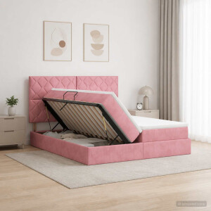 vidaXL Opslag bed met hoofdeinde met opslag Roze 200 x 200 cm Fluweel