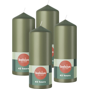 Bolsius - Gladde Stompkaarsen - 15cm - 4 stuks - Olijfgroen