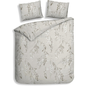 Heckettlane Dekbedovertrek Chiara - Bedlinnen met Takken print - 260x200-220 cm - Grijs - Dekbedovertrek van 100% Katoen-Flanel