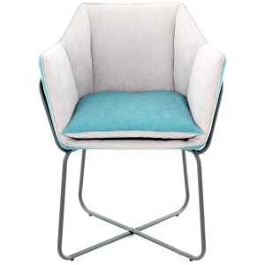 Kayoom Marietta Lounge Stoel| Eetkamerstoelen| Woonkamer, Eetkamer| Hoog Zitcomfort | Petrol/Grijs