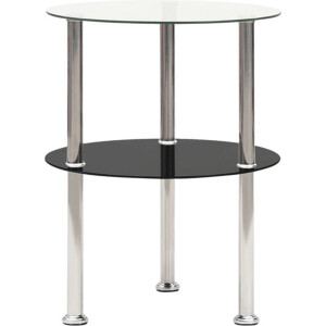 vidaXL - Bijzettafel - 2-laags - 38 - cm - gehard - glas - transparant - en - zwart