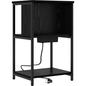 vidaXL - Nachtkastje - Zwart - Eiken - 38 - x - 31 - x - 61 - cm - Bewerkt - hout