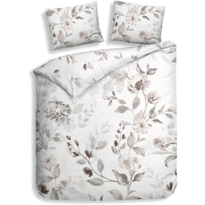 Heckettlane Dekbedovertrek Katoen Satijn Amara - Beige - 100% Katoen-Satijn - Dekbedovertrek 200x200/220cm - Tweepersoons - Wenen
