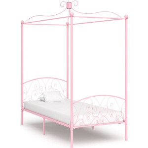 vidaXL - Hemelbedframe - metaal - roze - 90x200 - cm