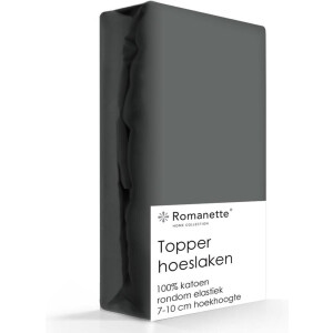 Romanette topper hoeslaken - Kiezel - 1-persoons (90x200 cm)