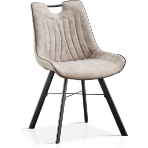 Stoel Marijn Lichtgrijs - Kunstleer - Set van 2 - Zithoogte 54 cm - Zitdiepte 43 cm