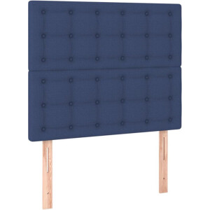 vidaXL - Hoofdbord - blauw - 100x5x118/128 - cm - stof