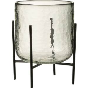 J-Line windlicht Staand - kaarshouder - glas/ijzer - transparant - large