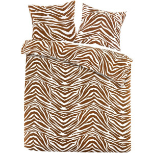 Day Dream Zebra - Flanel - Dekbedovertrek - Tweepersoons - 200x200/220 cm - Bruin