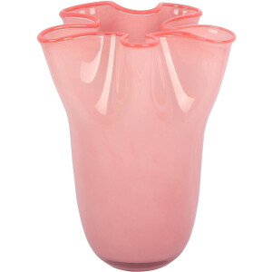 Present Time Vaas Ruffles - Roze - Ø23cm - Glas - Scandinavisch - Bloemenvaas - Woondecoratie - Decoratieve vaas voor woonkamer of slaapkamer