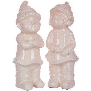 J-Line vaas Gestreept - porselein - groen/blauw - small - set van 3