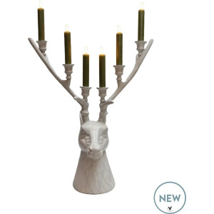 kandelaar Selado | Parelwit - Ivory | Hertenkop | L42 x B19 x H50 cm