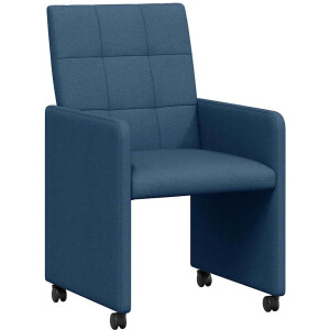 vidaXL - Eetkamerstoelen - met - wielen - 2 - pcs - Blauw - 58 - x - 65 - x - 94 - cm - Stof