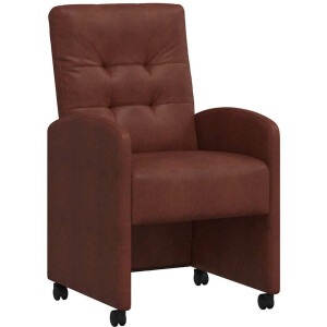 vidaXL - Eetkamerstoelen - met - wielen - 2 - pcs - Glanzend - bruin - 58 - x - 67 - x - 97 - cm