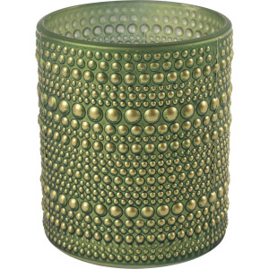 Countryfield Luxe theelichthouder - Aurora - glas - olijfgroen/goud - D8 x H10 cm