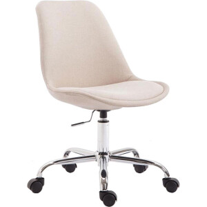 Bureaustoel - Stoel - Scandinavisch design - In hoogte verstelbaar - Stof - Crème - 48x54x91 cm