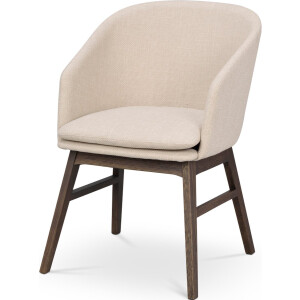 Rowico Home Windham Eetkamerstoel Beige - Donker Eiken Onderstel - Met Armleuning - Stof - Houten Poten - Scandinavisch