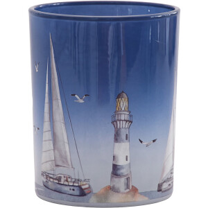 Clayre & Eef Waxinelichthouder Blauw Glas