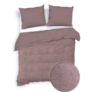 Zohome Dekbedovertrek Velluto-a-Coste - Effen Bedlinnen - 260x220 - Roze - Dekbedhoes van Polyester / Katoen