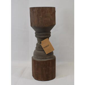 Riverdale - Robuust - massief houten - stoer - sober - kandelaar - Hoogte 31 cm - Ø 11 cm