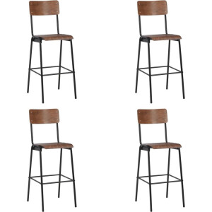 vidaXL - Barstoelen - 4 - st - massief - multiplex - staal