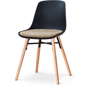 Nolon Nena-Liv Eetkamerstoel zwart met nougatbruin Zitkussen - houten onderstel