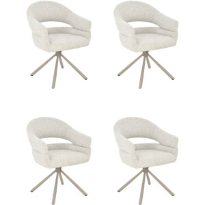 Furnihaus - Flicka - Draaibare Eetkamerstoelen Set van 4 - Met armleuning - Beige
