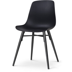 Nolon Nena-Pip Eetkamerstoel Zwart - Kunststof Zitting - Zwarte Houten Poten - Scandinavisch