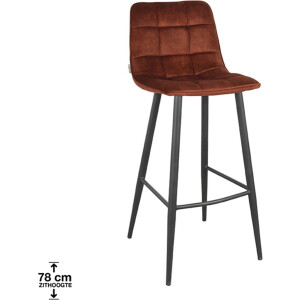 LABEL51 Jelt Barkruk - Oranje - Velvet - Hoog - Kruk -