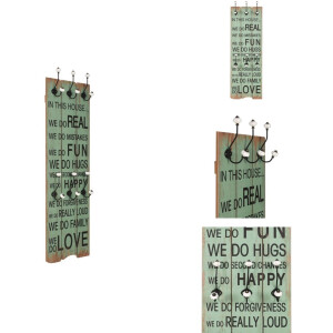 vidaXL Kapstok - Kapstokken - Muurkapstok - Muurkapstokken - Wandkapstok met 6 haken HAPPY LOVE 120x40 cm