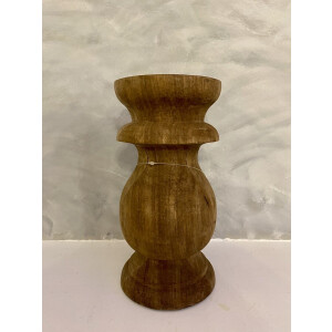 Robuuste houten kandelaar - 24x12cm (HxD) - bruin - 1191 - By Mooss