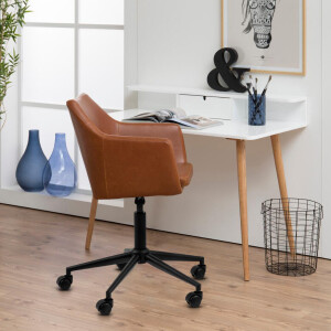 Bendt Bureaustoel 'Rikke' PU, kleur Donkerbruin