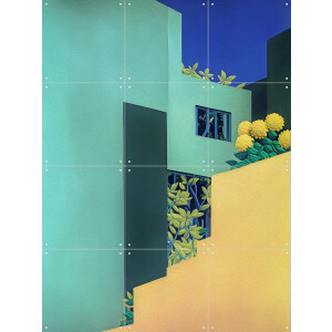 IXXI The Minty House, Artclaud - 60 x 80 cm - Gratis ophangtool - Grote wanddecoratie en posters - Grafisch Ontwerp, Botanisch, Architectuur
