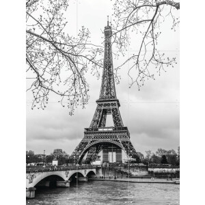 IXXI The Eiffel Tower, Teun de Leede & Kunst in Kaart - 60 x 80 cm - Gratis ophangtool - Grote wanddecoratie en posters - Fotografie, Woonkamer, Gang