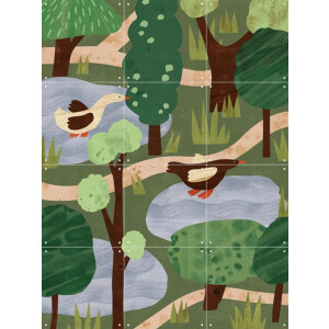IXXI In the Park, Lotte Dirks - 60 x 80 cm - Gratis ophangtool - Grote wanddecoratie en posters - Digitale Kunst, Illustraties, Speels, Grafisch