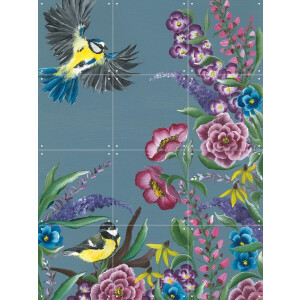 IXXI Flight in Bloom, Lens en penseel door Myrte - 60 x 80 cm - Gratis ophangtool - Grote wanddecoratie en posters - Kleurrijk, Illustraties