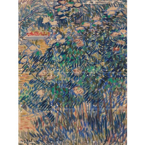 IXXI Bloeiende rozenstruiken in de tuin van de inrichting, Vincent van Gogh (1853 - 1890) & Kröller-Müller Museum - 60 x 80 cm - Gratis ophangtool -