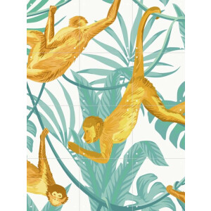 IXXI Happy monkeys, Creative Lab Amsterdam - 60 x 80 cm - Gratis ophangtool - Grote wanddecoratie en posters - Illustraties, Speels, Digitale Kunst