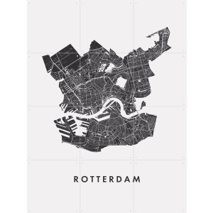 IXXI Rotterdam City Map, Kunst in Kaart - 60 x 80 cm - Gratis ophangtool - Grote wanddecoratie en posters - Geometrische Kunst, Minimalisme, Grafisch