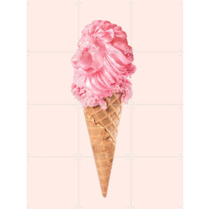 IXXI The Lion Cream, Paul Fuentes - 60 x 80 cm - Gratis ophangtool - Grote wanddecoratie en posters - Speels, Fotografie, Kleurrijk, Pop art
