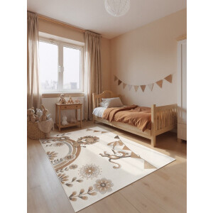 Villeroy & Boch Kindervloerkleed Lion Summer Party - Creme / Kleurrijk - Laagpolig Vloerkleed Kinderkamer - 160x230 cm