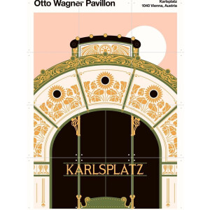 IXXI Karlsplatz, Florent Bodart - 60 x 80 cm - Gratis ophangtool - Grote wanddecoratie en posters - Art Nouveau, Grafisch Ontwerp, Illustraties