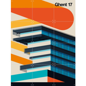 IXXI Ghent 17, Bo Lundberg - 60 x 80 cm - Gratis ophangtool - Grote wanddecoratie en posters - Kleurrijk, Geometrische Kunst, Illustraties, Grafisch