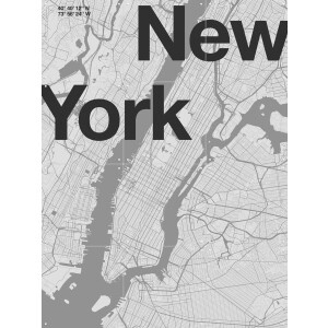 IXXI New York Map, Florent Bodart - 60 x 80 cm - Gratis ophangtool - Grote wanddecoratie en posters - Digitale Kunst, Typografie, Illustraties