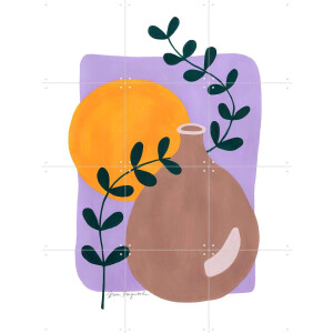 IXXI Branch and Sunshine, Karen Menzenbach - 60 x 80 cm - Gratis ophangtool - Grote wanddecoratie en posters - Kleurrijk, Speels, Illustraties
