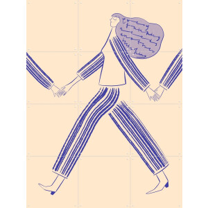 IXXI Overthinking, Gozde - 60 x 80 cm - Gratis ophangtool - Grote wanddecoratie en posters - Illustraties, Line art, Grafisch Ontwerp, Speels, Café