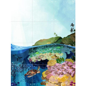 IXXI Life Underwater, Goed Blauw - 60 x 80 cm - Gratis ophangtool - Grote wanddecoratie en posters - Illustraties, Wilde dieren