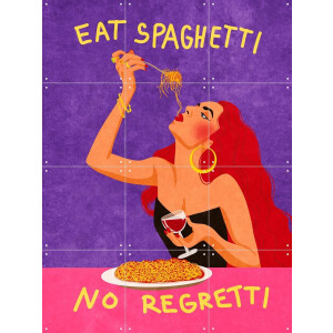 IXXI Eat Spaghetti No Regretti, Raissa Oltmanns - 60 x 80 cm - Gratis ophangtool - Grote wanddecoratie en posters - Illustraties, Pop art, Digitale