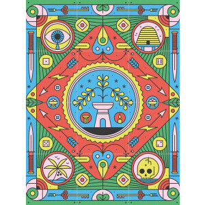 IXXI Tarot, Studio Muti - 60 x 80 cm - Gratis ophangtool - Grote wanddecoratie en posters - Kleurrijk, Geometrische Kunst, Digitale Kunst, Speels